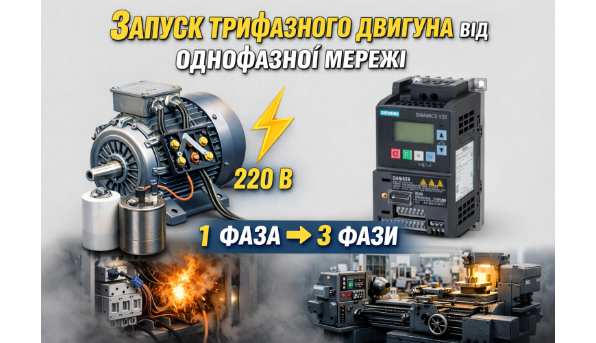 Як запустити трьохфазний двигун від однофазної мережі?